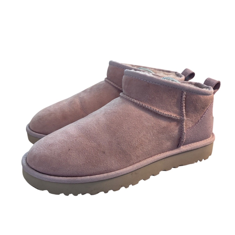 UGG Classic Ultra Mini Rose Grey‎ Suede Ankle Boots 1116109 Womens 9